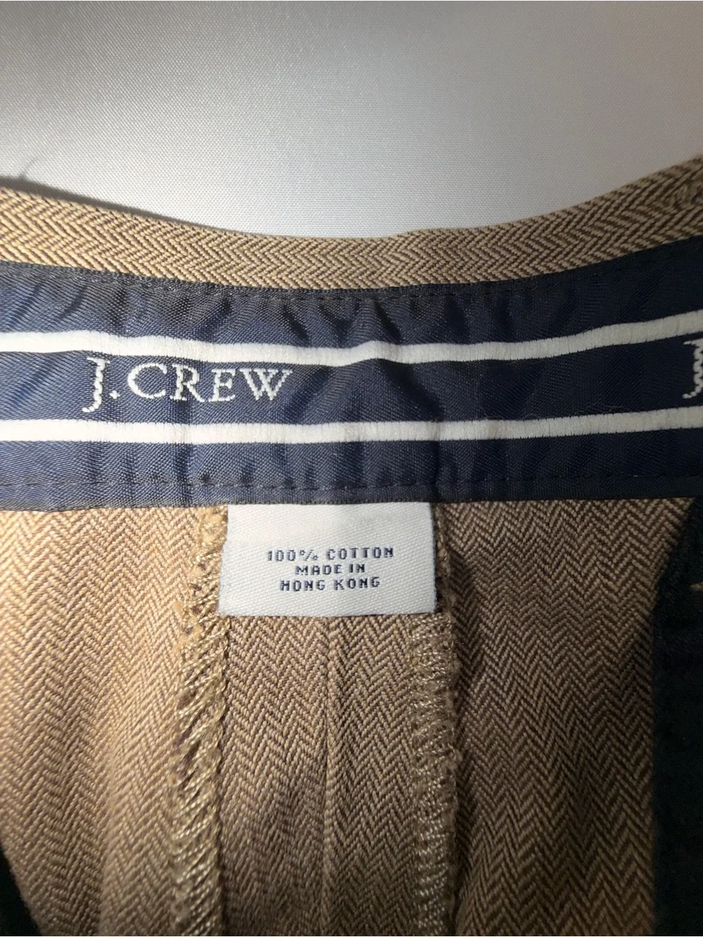J.Crew Mens 36x32 Classic Fit Pants Brown Herringbone Pleated Cuffed 100% Cotton